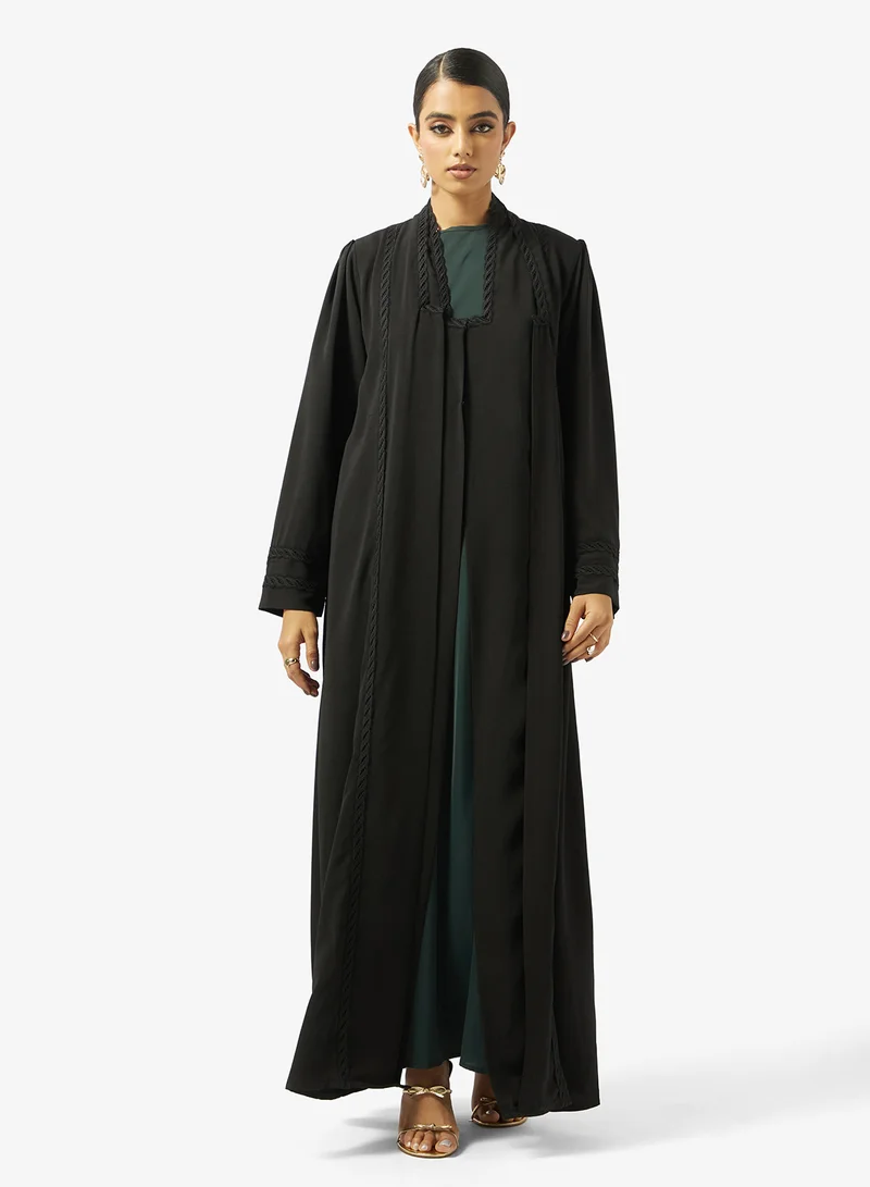 hayas closet  Black Embroidered Abaya With Sheila for Women | Best Price UAE